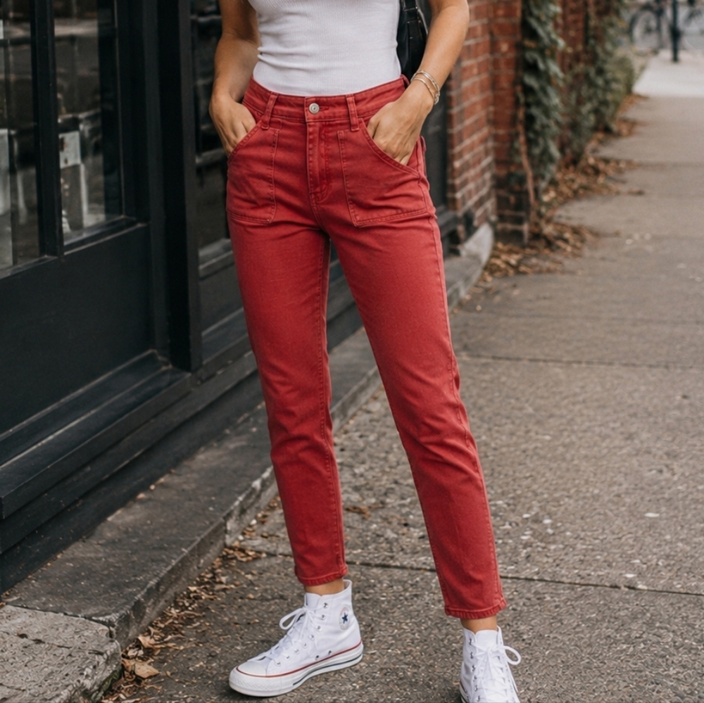 Hei Hei Anthropologie Red Skinny Jeans Women’s Size 26 Stretch Denim Pants